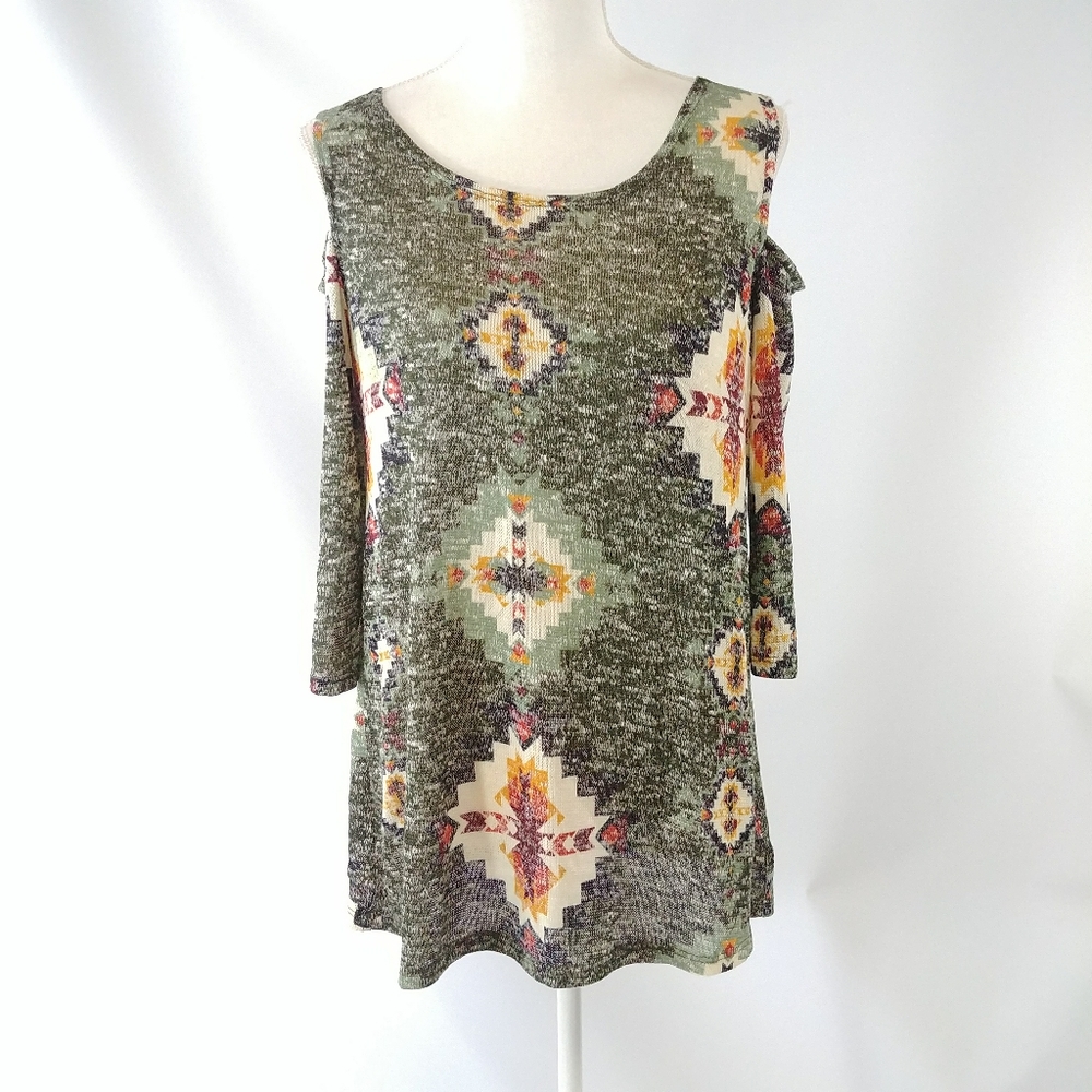 3 for $30 Cold Shoulder Print Sweater Top NWOT